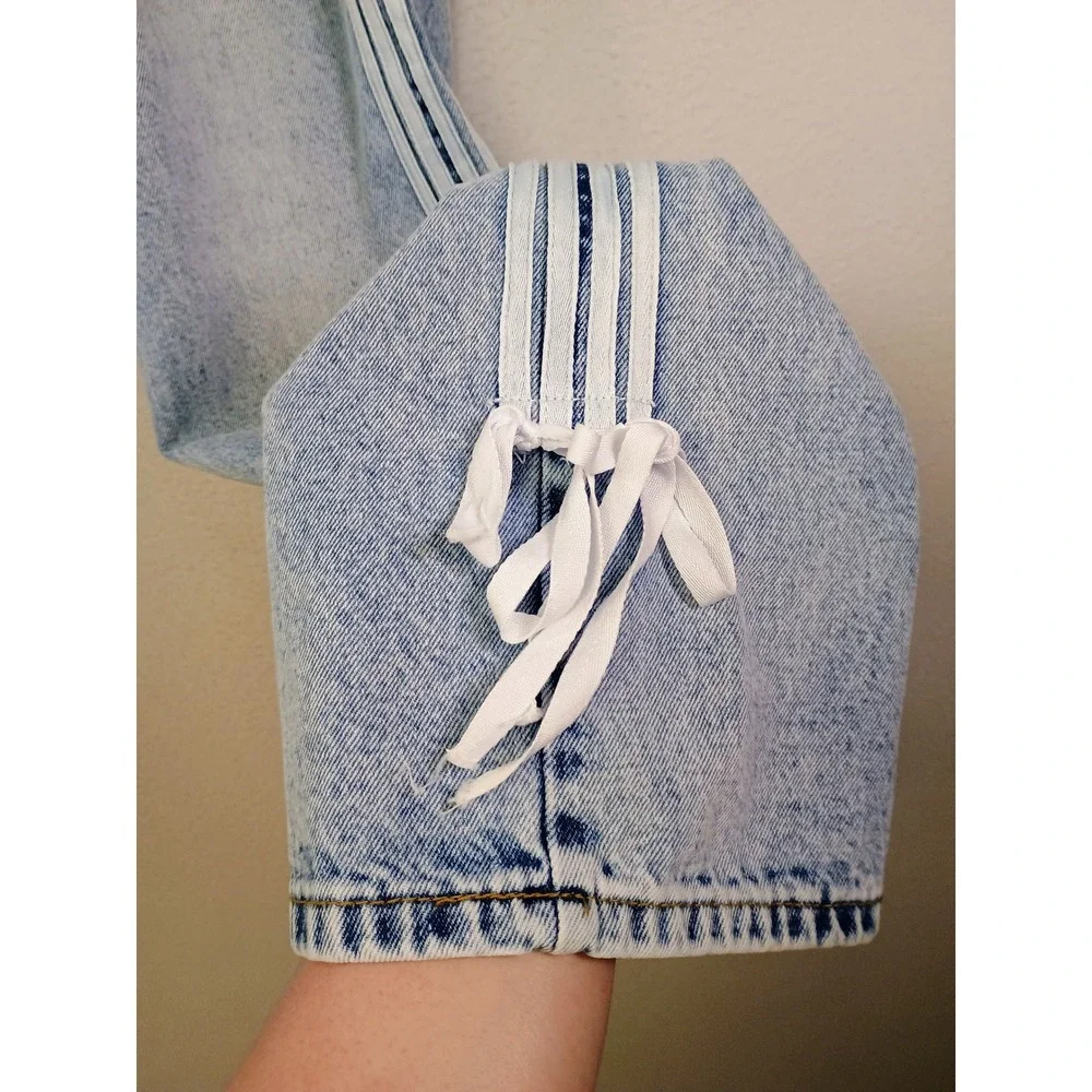 Y2K Streetwear Love Soho Womens 00 Blue Acid Wash Side Stripe‎ Ribbon Tie Jeans